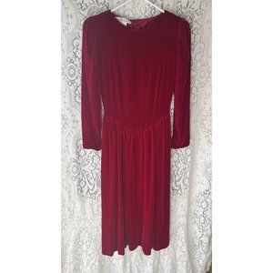 Vintage 1980s Red Silk Blend Velvet Joanie Char Party Cocktail Dress Size 4